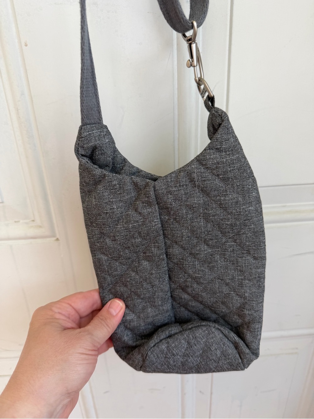 Gray Quilted Crossbody Sling Bag Bottle Holder - Travelon - Picture 2 of 6